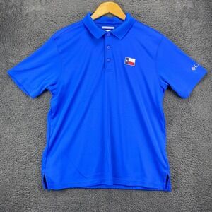 Columbia Omni-Shade Sun Protection Polo Shirt Texas‎ Flag Blue Medium